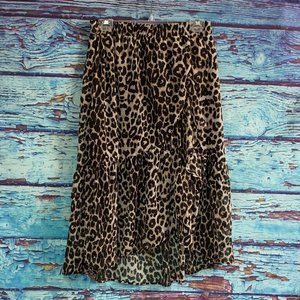 Pieces Animal Print Ruffled Midi Skirt